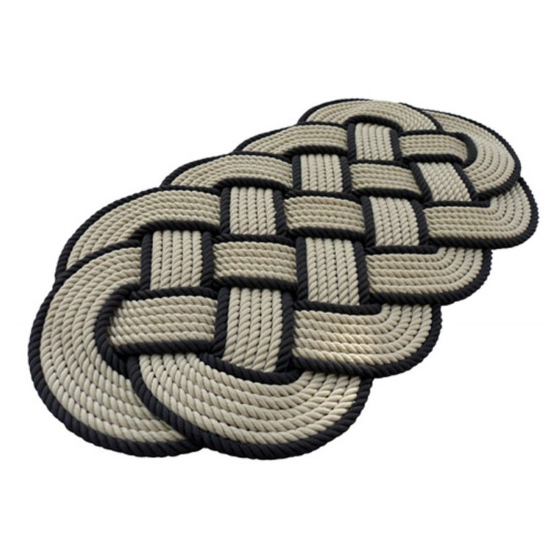 Tappeto ovale in corda ritorta 600x330mm Color Canapa e Nero FNI0808989-30%