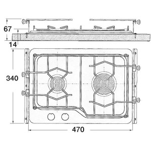 Piano cottura a gas TECHIMPEX 2 fuochi OS5010052-28%