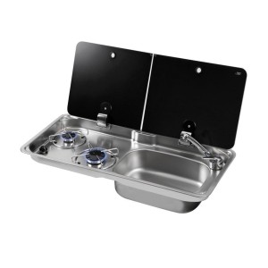 Piano di cottura con coperchio 2 Fuochi Lavello Destro 76,5x35,5cm OS5080506-28%