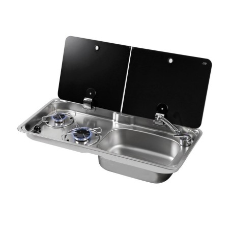 Piano di cottura con coperchio 2 Fuochi Lavello Destro 76,5x35,5cm OS5080506-28%