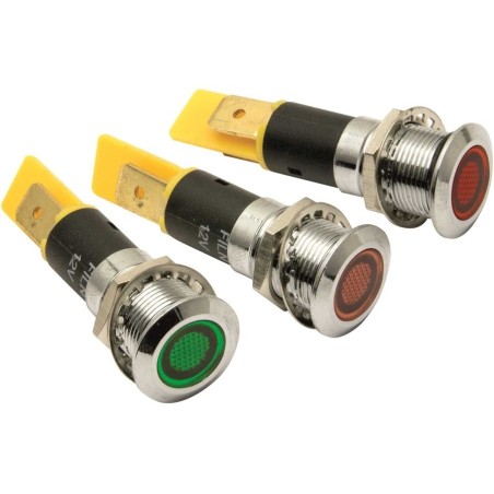 Watertight Chromed Brass 12V Green LED pilot light MT2105013