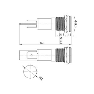 Watertight Chromed Brass 12V Green LED pilot light MT2105013