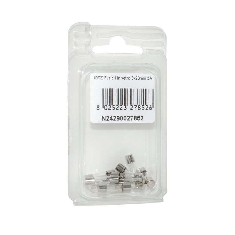 Kit 10 Fusibili in vetro 3A 5x20mm per strumentazione N24290027852-0%