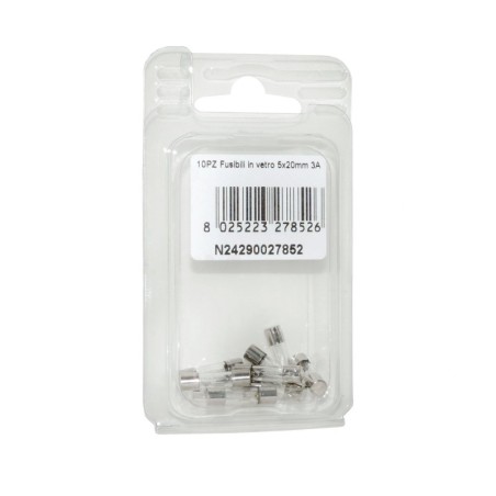Kit 10 Fusibili in vetro 3A 5x20mm per strumentazione N24290027852-0%