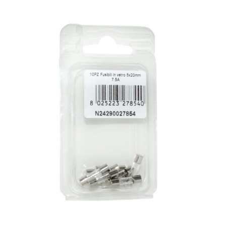 Kit 10 Fusibili in vetro 7.5A 5x20mm per strumentazione N24290027854-0%