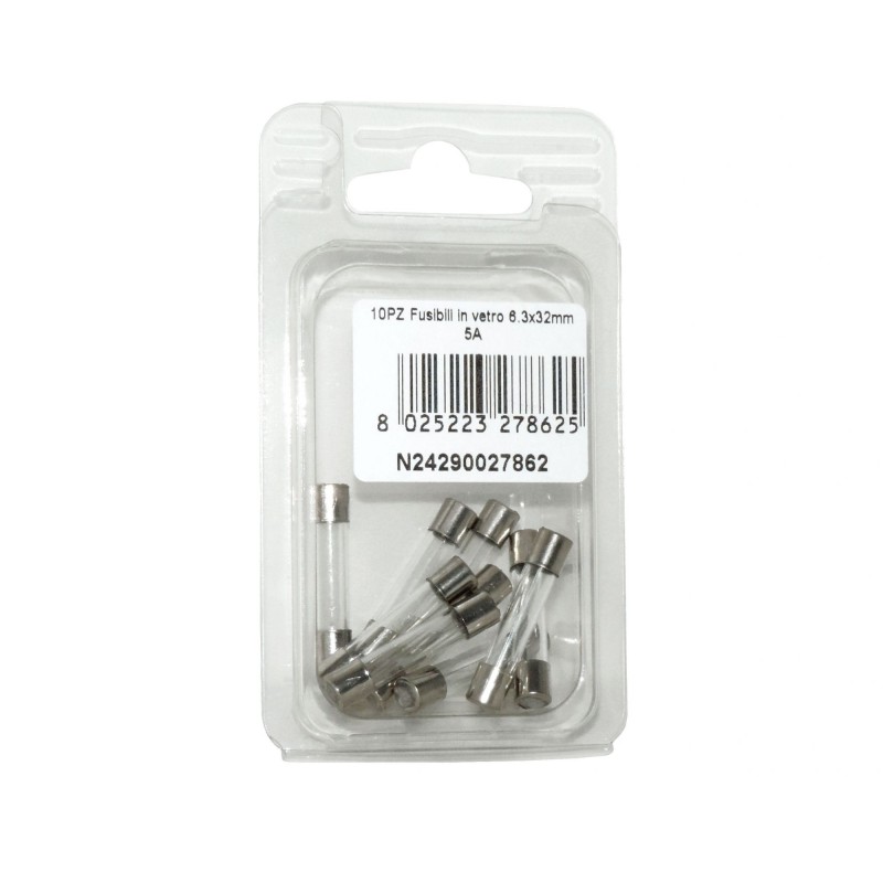 Kit 10 Fusibili in vetro 5A 6.3x32mm per strumentazione N24290027862-0%