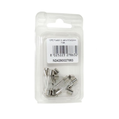 Kit 10 Fusibili in vetro 7.5A 6.3x32mm per strumentazione N24290027863-0%