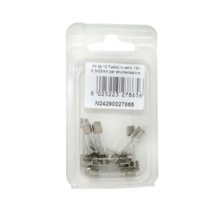 Kit 10 Fusibili in vetro 15A 6.3x32mm per strumentazione N24290027865-0%