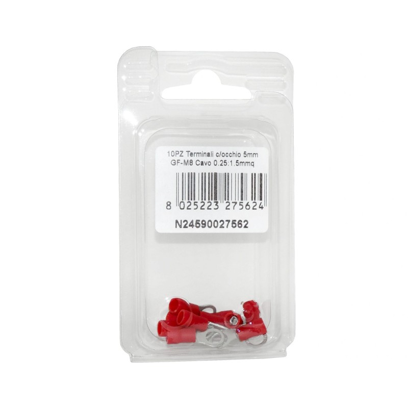 Terminale Rosso con occhio per Cavo in rame 0,25:1,5mmq RF-M5 10PZ N24590027562-0%