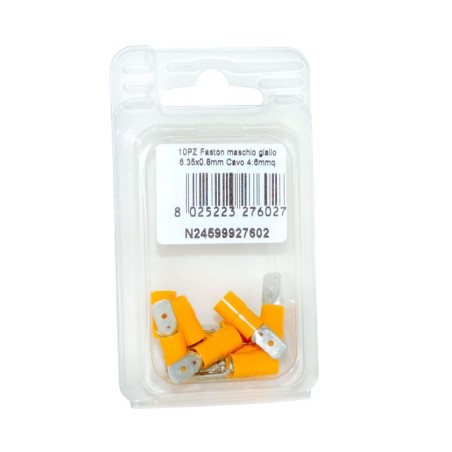 Faston Maschio Giallo Linguetta 6,35x0,8mm Cavo 4:6mmq 10PZ N24599927602-0%