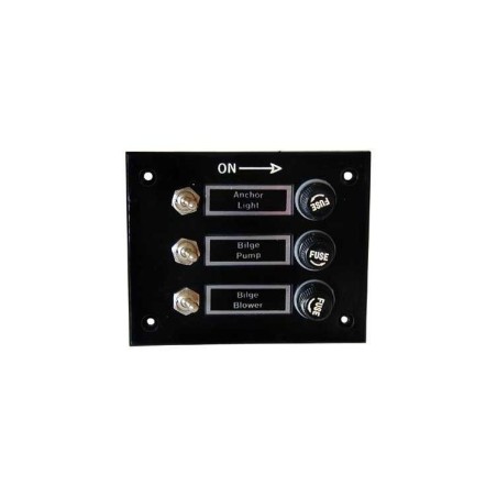 ABS Switch panel with 3x10A switches 3 Fuses 115x80mm N50423701122