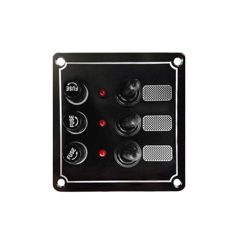 Anodized aluminum panel 3x10A Switches 3 Fuses 100x100mm N50423727720