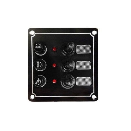 Anodized aluminum panel 3x10A Switches 3 Fuses 100x100mm N50423727720
