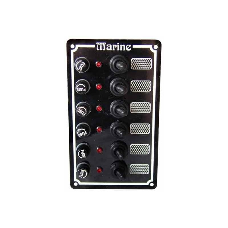 Pannello in alluminio 6x10A Interruttori 6 Fusibili 6LED 100xh170mm N50423727722-20%