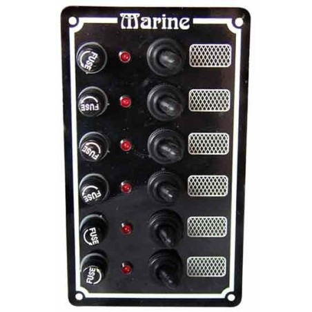 Pannello in alluminio 6x10A Interruttori 6 Fusibili 6LED 100xh170mm N50423727722-20%