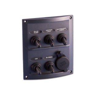 Pannello 12V 10A 5 interruttori + accendisigari 110x125mm Nero N50423727737-10%