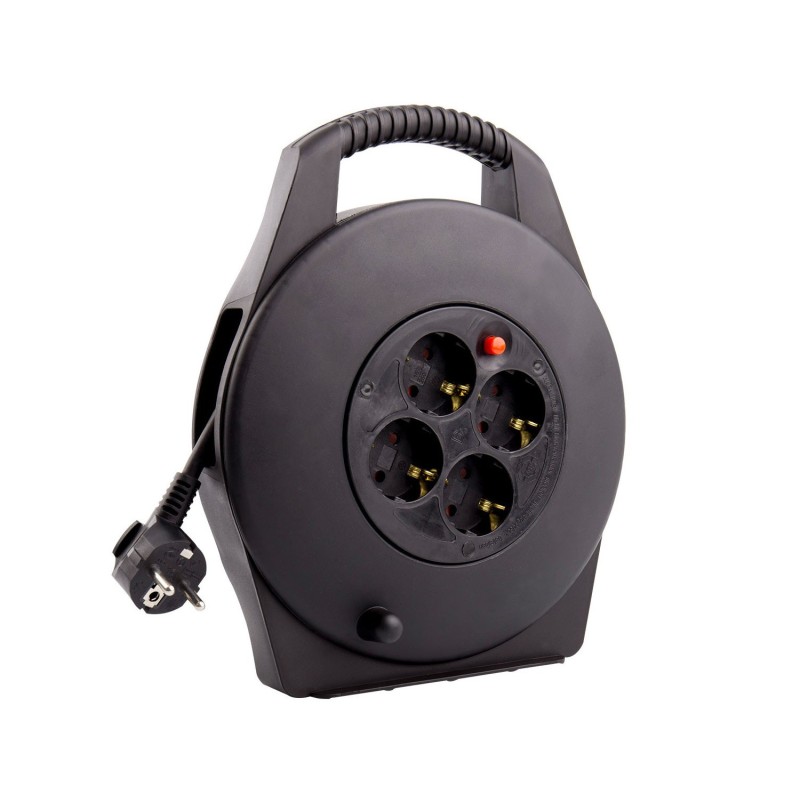 Electric Extension Spool with Cable Retractable 10m 3x1.5mm H05VV-F 4 Sockets N50523521100