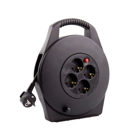 Electric Extension Spool with Cable Retractable 10m 3x1.5mm H05VV-F 4 Sockets N50523521100