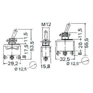 Tumbler switche ON-OFF-ON 6 Terminals 15A N51324727007