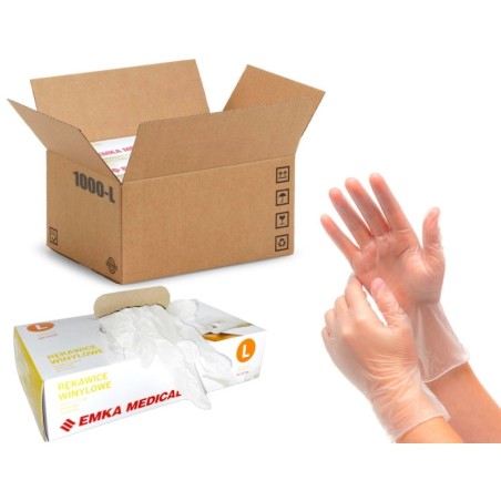 1000 EMKA Medical & PPE Vinyl Gloves Kit CE 2777 Size L 10 Pack of 100Pcs N71547617586