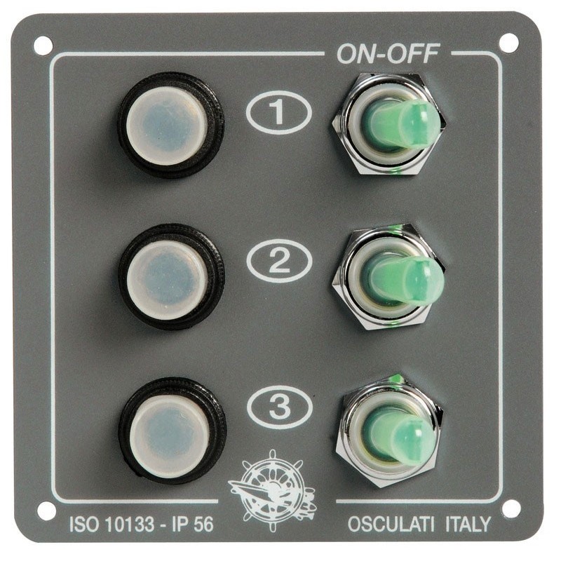 Control panel with 3 resettable switches OS1480000