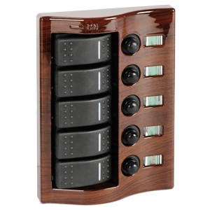 Control panel 5 flush rocker switches mahogany OS1484405