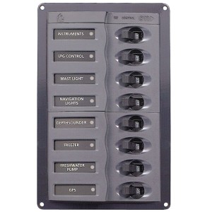 BEP Marine 901V 12V DC Switch panel 8 gangs 239x127x65mm UF63126E