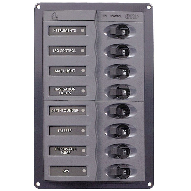 BEP Marine 901V 12V DC Switch panel 8 gangs 239x127x65mm UF63126E