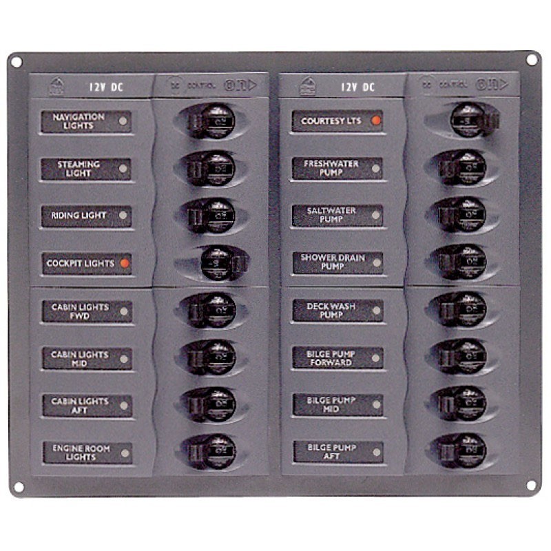 BEP Marine 904MN 12V DC Switch panel with 16 gangs 200x239x65mm UF63129L