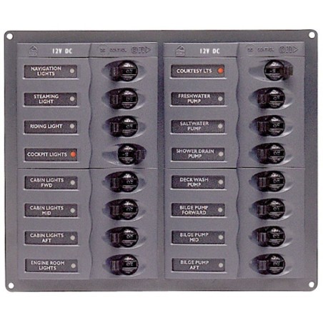 BEP Marine 904MN 12V DC Switch panel with 16 gangs 200x239x65mm UF63129L