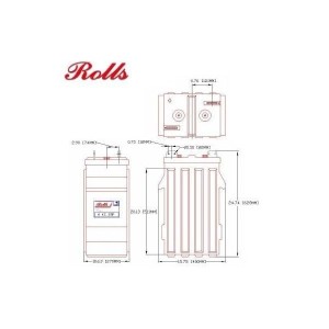 Rolls SERIE 5000 Banco Batterie 24 Volt 45,70 kWh C100200ROLLS4KS25P-24V-40%