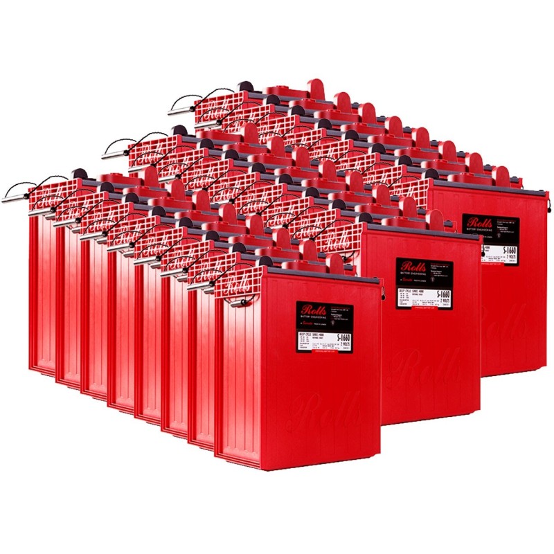 Rolls S1660 Serie 4000 Banco Batterie 48 Volt 79.68 kWh C100 200ROLLSS1660-48V-30%