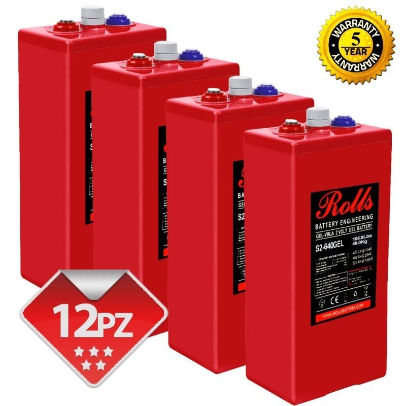 Rolls OpzV GEL Battery Bank 24 Volt 18.43 kWhC100 200ROLLSS2640GEL-24V
