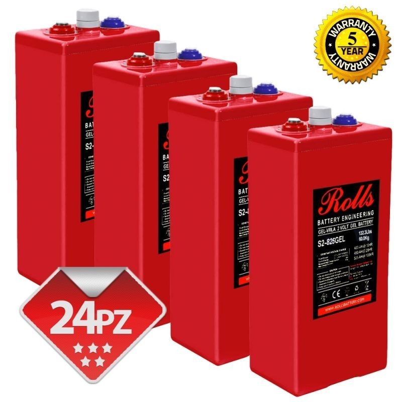 Rolls OpzV GEL Battery Bank 48 Volt 46.56 kWhC100 200ROLLSS2825GEL
