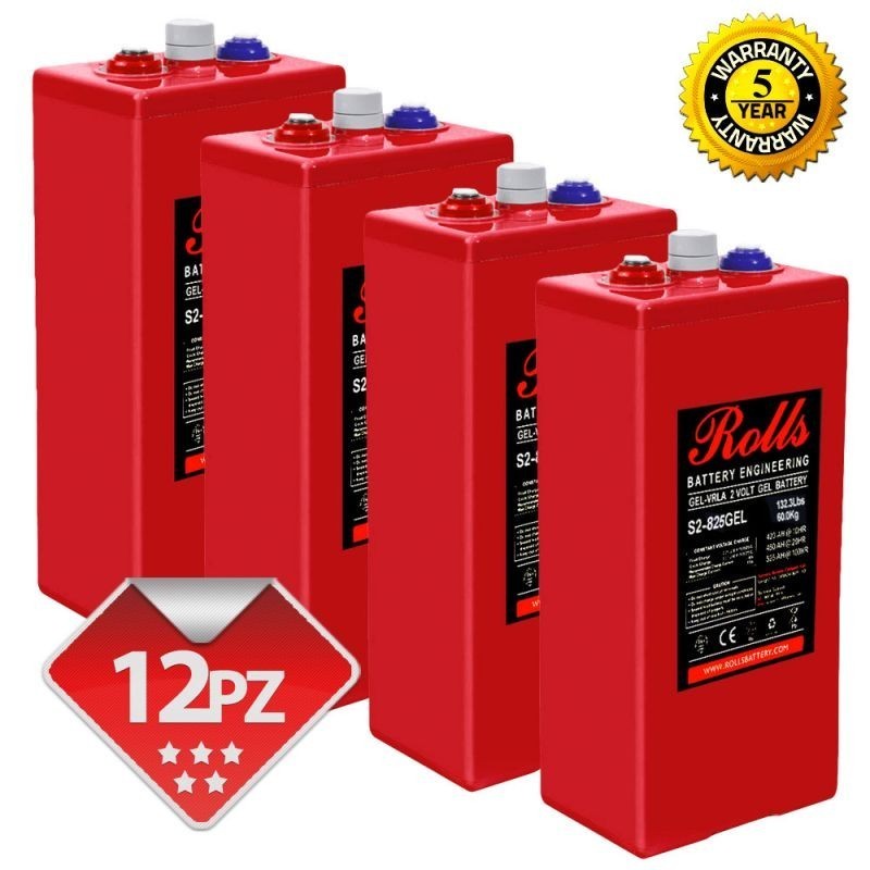 Rolls OpzV GEL Battery Bank 24 Volt 23.28 kWh C100 200ROLLSS2825GEL-24V