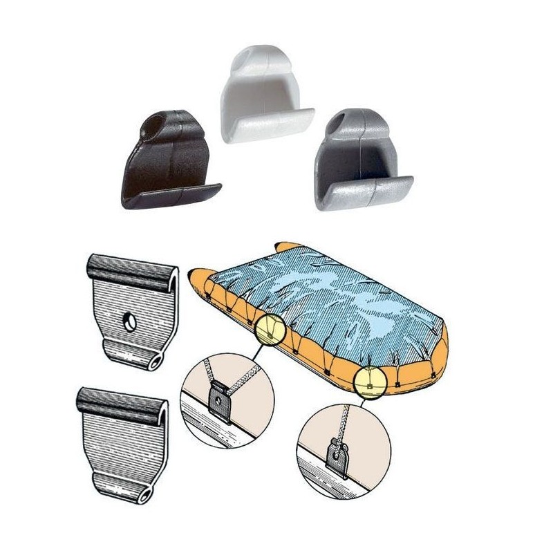 Gancio per gommoni in plastica corda elastica Ø6mm Nero N61700602775N-0%