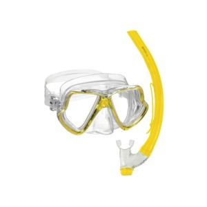 Set maschera e boccaglio in PVC per Bambino Giallo N93957000002-18%