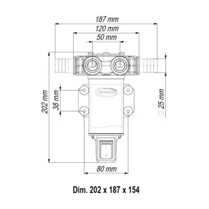 Marco VP45A-S Pompa a palette 45l/min 24V 4A con ON OFF raccordi ottone MC16602913-30%