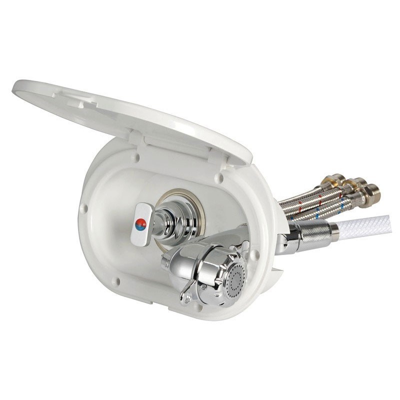 Oval deck shower with mixer and Desy shower head Hose 2,5m White OS1524020