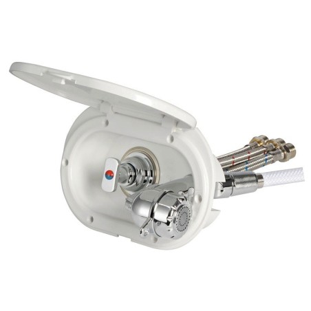 Oval deck shower with mixer and Desy shower head Hose 2,5m White OS1524020