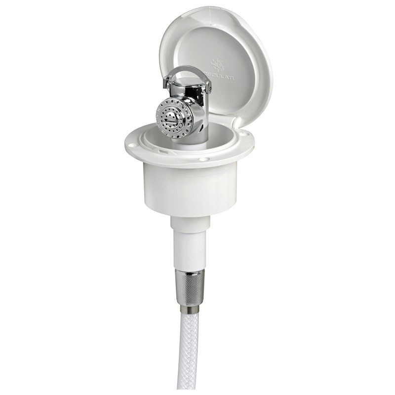 Classic Evo deck shower with Mizar head Lid finish white Hose 4m OS1525001