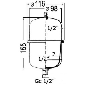 1L Universal accumulator tank for fresh water pumps OS1612601