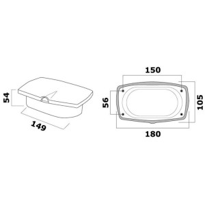 Edge water inlet/outlet plug Recess 148x74x40mm Outside 180x106mm Chromed OS1644261