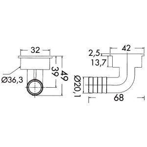 Scarico a pozzetto in acciaio inox 42mm OS1711802-0%