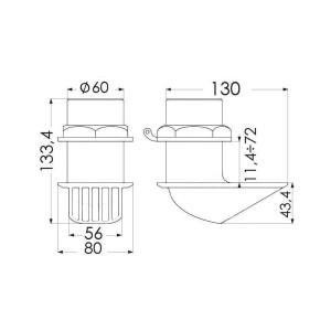 Stainless Steel BHF thru hull scoop strainer 2 inches OS1741506