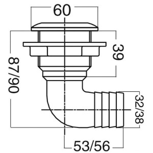 90° elbow skin 32mm fitting 1-1/2 inches OS1752604