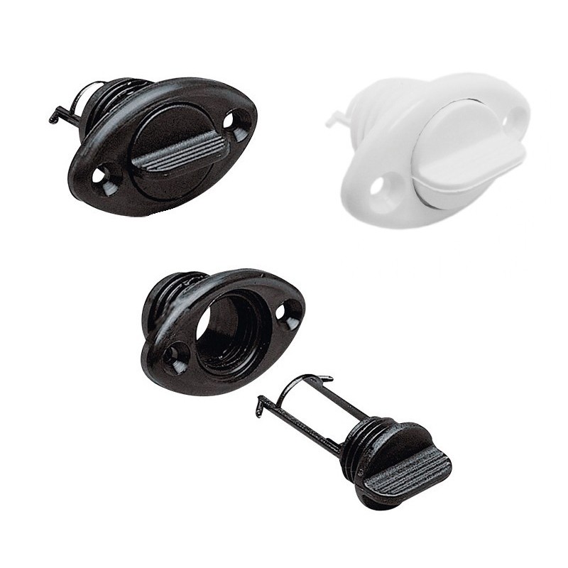 Boccola Scarico Ovale in nylon nero con tappo 26,3mm N40137701723N-5%