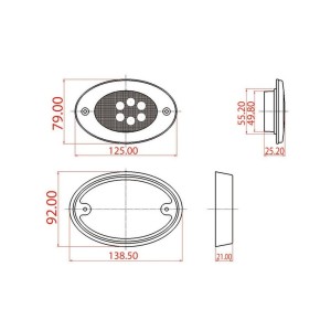 Plafoniera a 6 LED 12V 3W 138x92mm Bianco N50326501140-10%