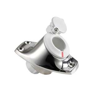 Stainless steel base angled recess fit for telescoping poles White cap OS1100009