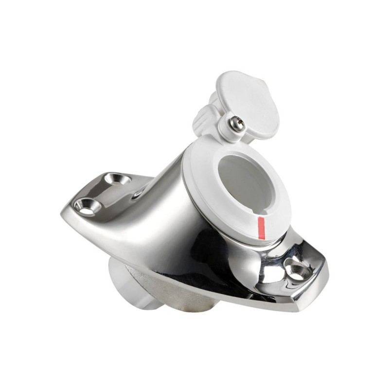 Stainless steel base angled recess fit for telescoping poles White cap OS1100009